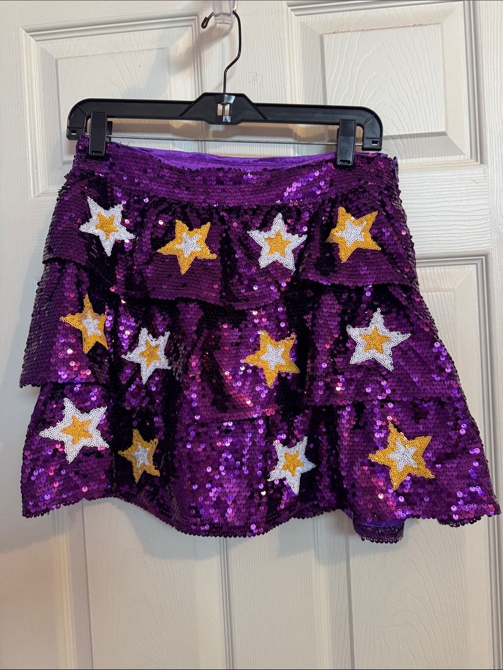 Peach Love California Purple Sequin Star Skater Skirt